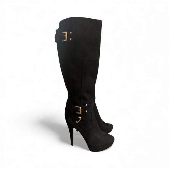 🔺SOLD🔺G By GUESS Destynn Heeled Platform Knee High Boots Black Winter Size 9 - Picture 4 of 8